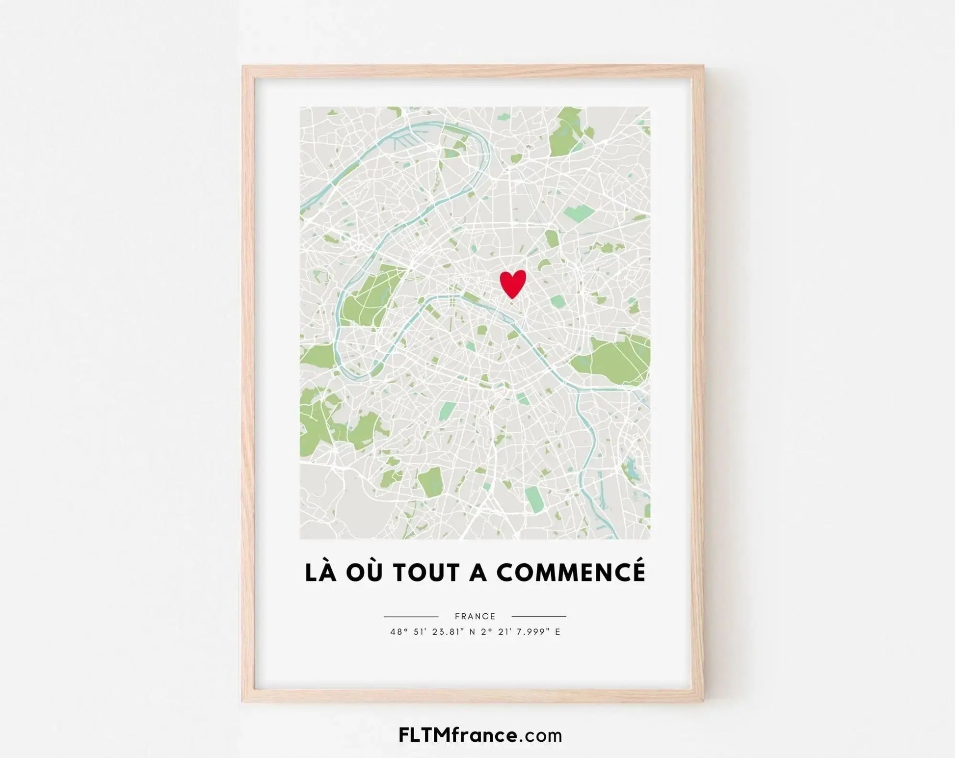 Affiche lieu de rencontre personnalisée - Carte de ville FLTMfrance