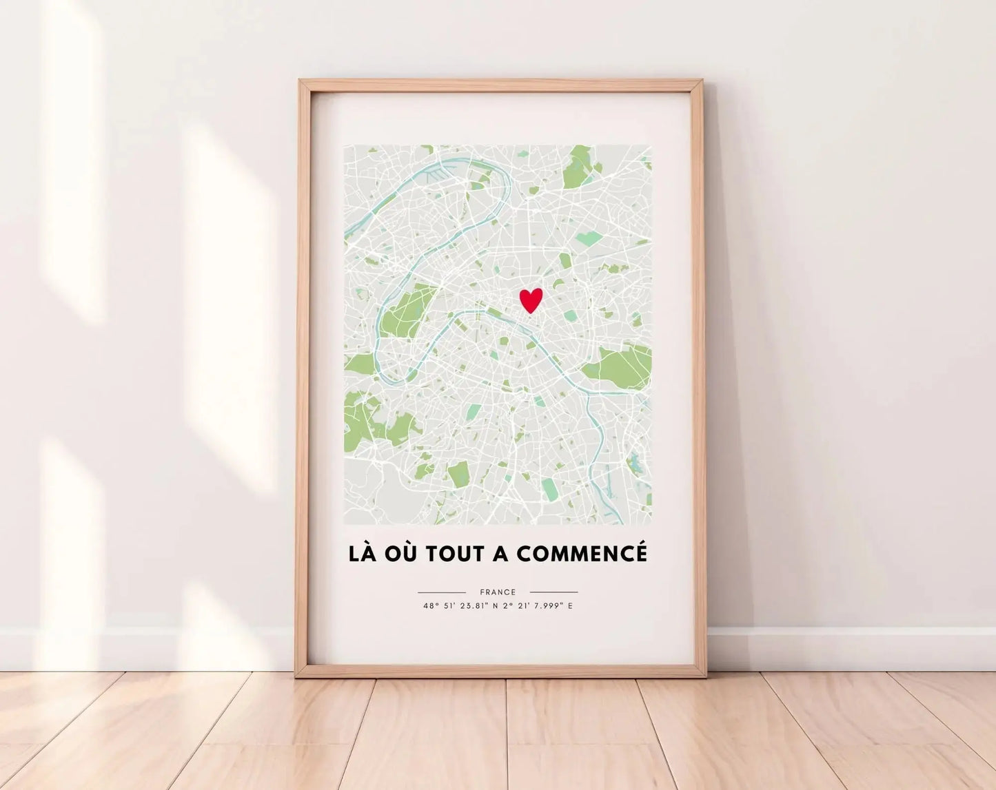 Affiche lieu de rencontre personnalisée - Carte de ville FLTMfrance