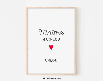 Affiche maître personnalisable - Cadeau école FLTMfrance