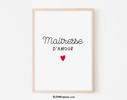 Affiche maîtresse d'amour - Cadeau école FLTMfrance
