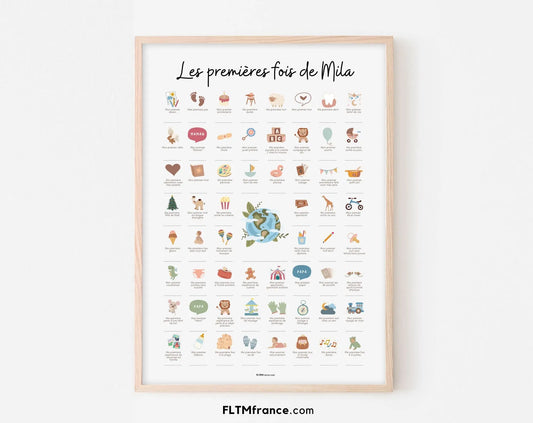 Affiche mes premières fois personnalisée - Cadeau naissance bébé FLTMfrance