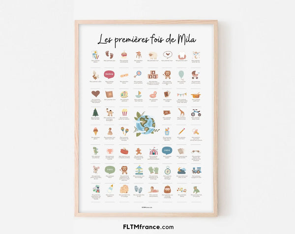 Affiche mes premières fois personnalisée - Cadeau naissance bébé