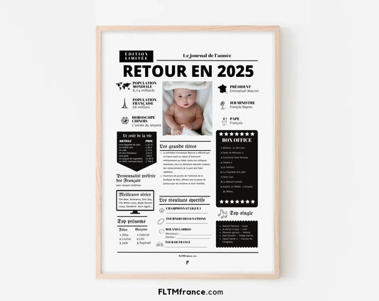 Affiche naissance retour en 2025 - Journal de l'année FLTM