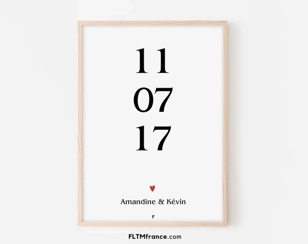 Affiche personnalisée Date mémorable