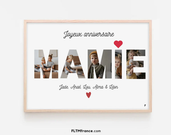 Affiche personnalisée Joyeux anniversaire Mamie - Cadeau photo grand-mère