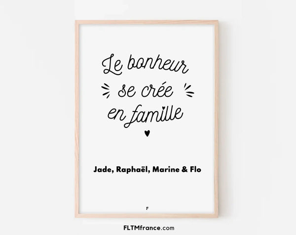 Affiche personnalisée Le bonheur se crée en famille