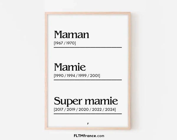 Affiche personnalisée Les Générations de Mamie