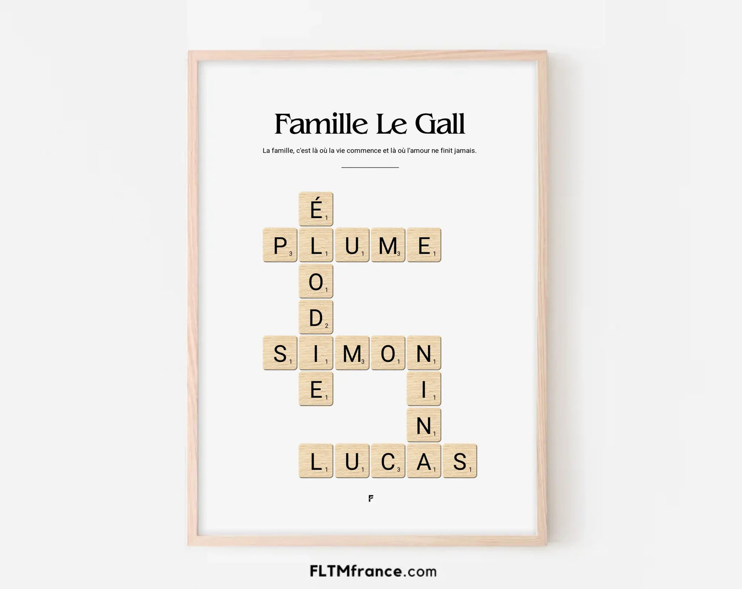 Affiche personnalisée Scrabble Famille FLTMfrance
