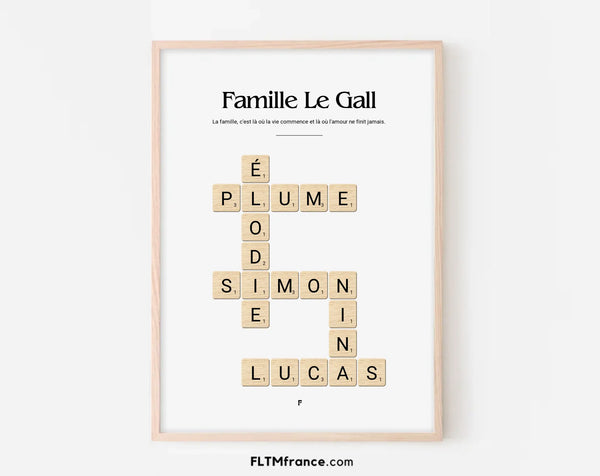 Affiche personnalisée Scrabble Famille