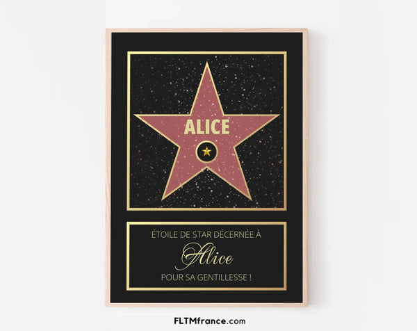 Affiche personnalisée Étoile star Hollywood