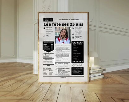 Affiche personnalisée anniversaire 25 ans - Année de naissance FLTMfrance