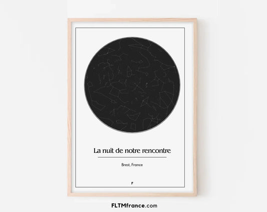 Affiche personnalisée ciel étoilé la nuit de notre rencontre FLTMfrance