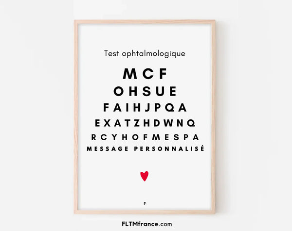 Affiche personnalisée test ophtalmologique - Poster message personnalisé