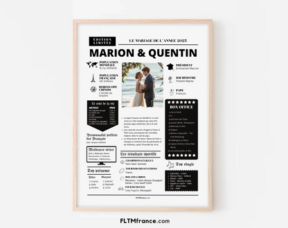 Affiche personnalisée 1 an de mariage - Noces de coton FLTM