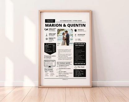 Affiche personnalisée 1 an de mariage - Noces de coton FLTM
