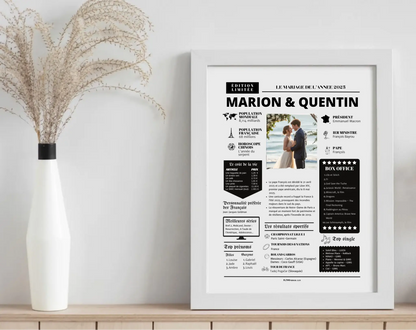 Affiche personnalisée 1 an de mariage - Noces de coton FLTM