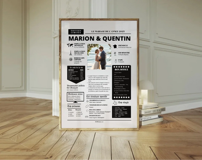 Affiche personnalisée 1 an de mariage - Noces de coton FLTM