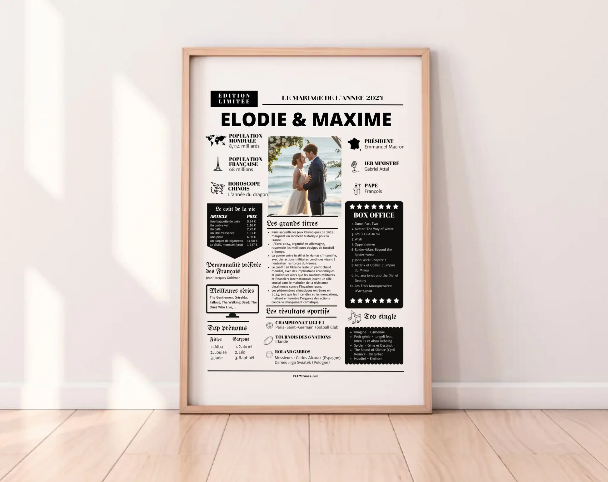 Affiche personnalisée 2 ans de mariage - Noces de Cuir FLTM