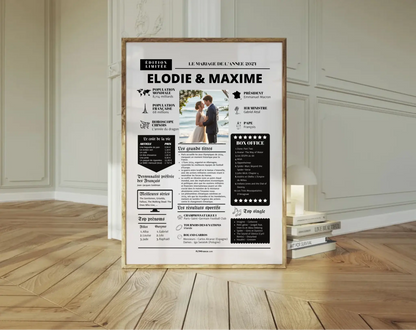 Affiche personnalisée 2 ans de mariage - Noces de Cuir FLTM