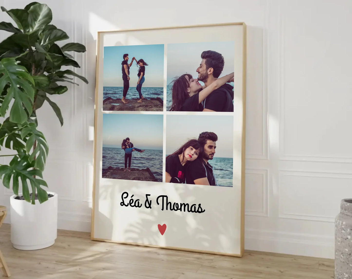 Affiche personnalisée 4 photos couple – Cadeau romantique à imprimer FLTM