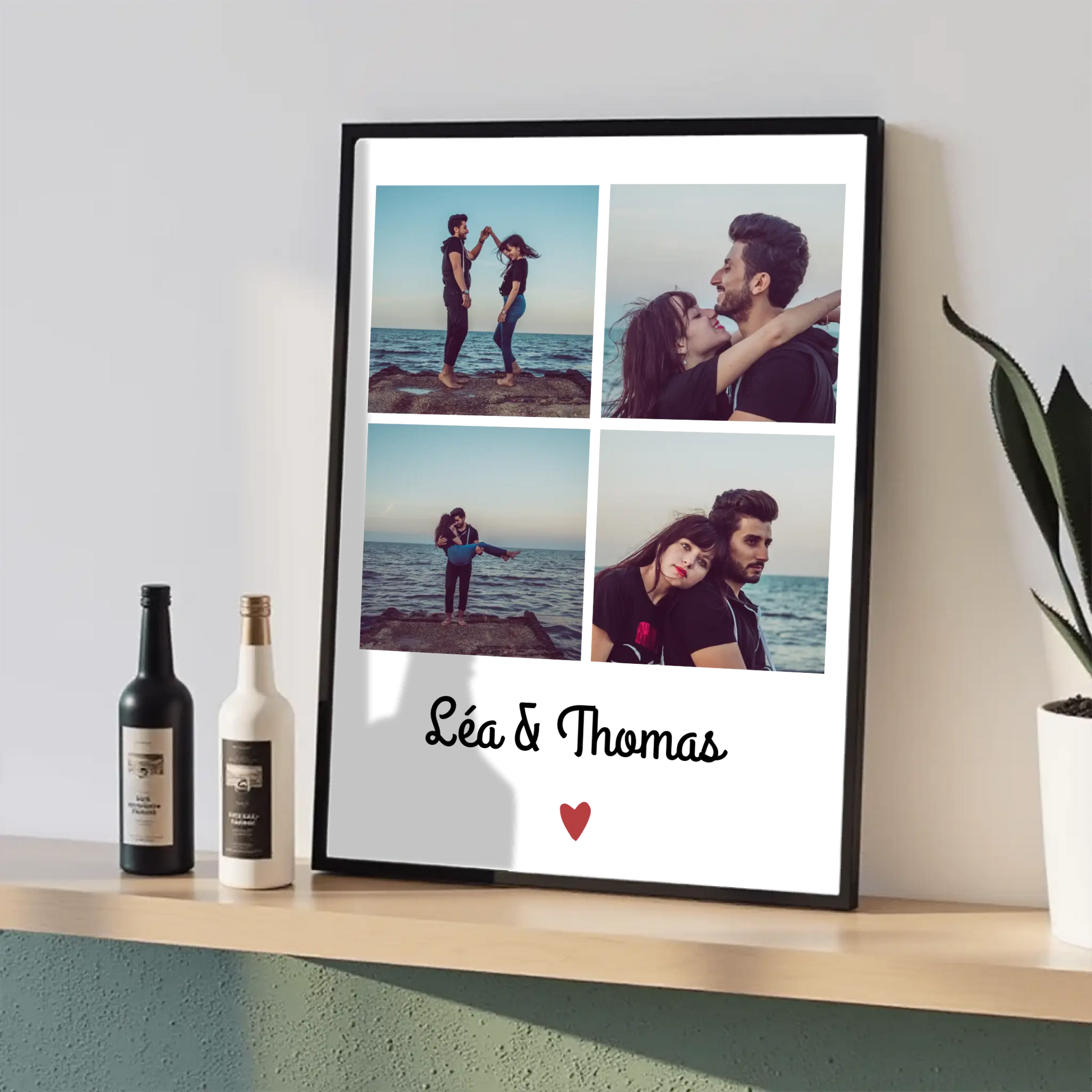 Affiche personnalisée 4 photos couple – Cadeau romantique à imprimer FLTM