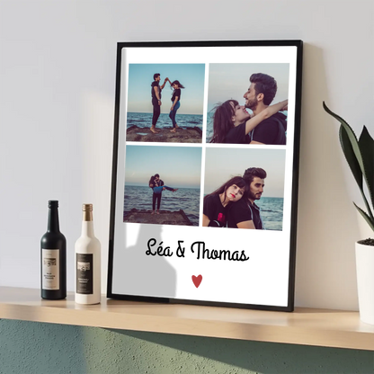 Affiche personnalisée 4 photos couple – Cadeau romantique à imprimer FLTM