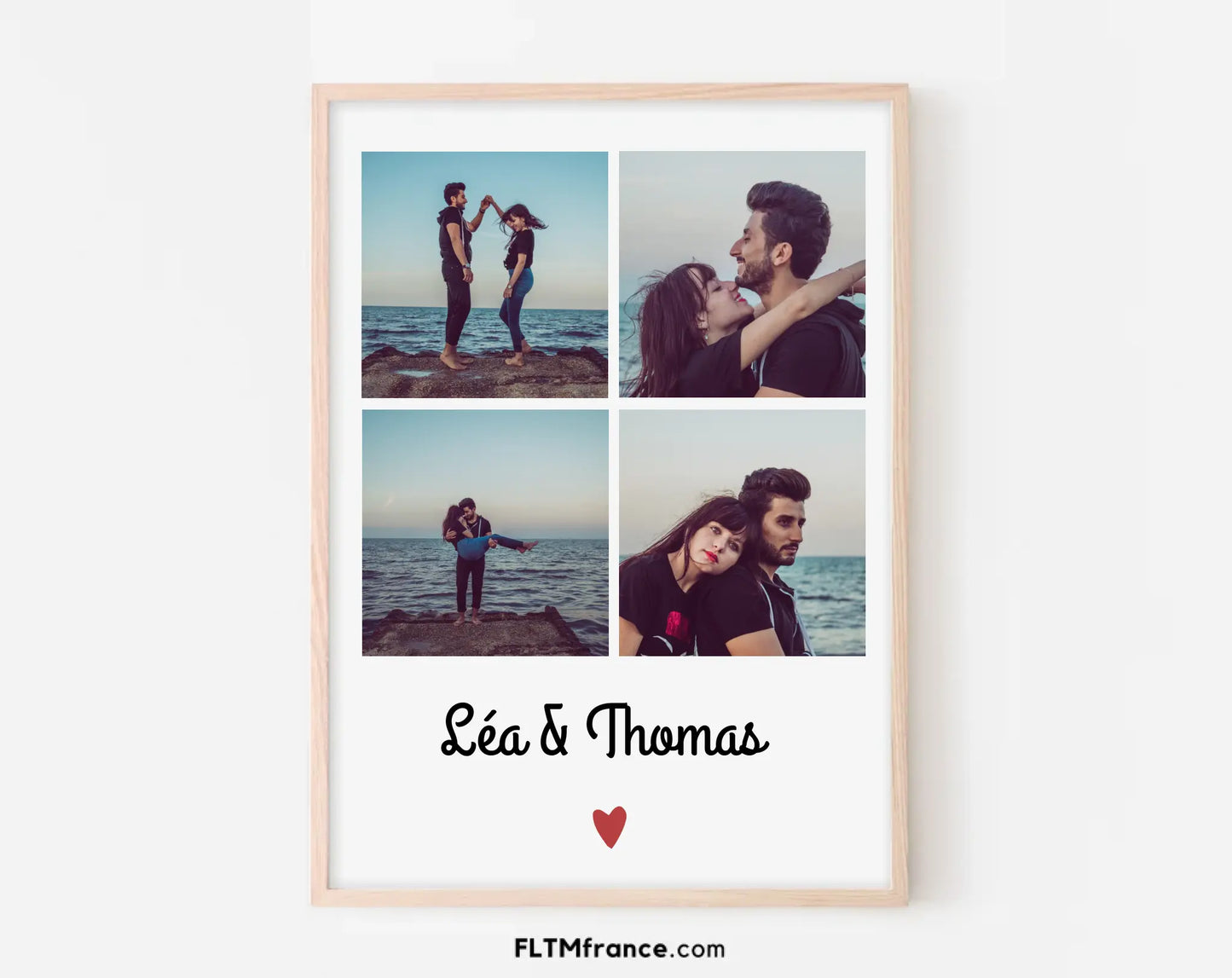 Affiche personnalisée 4 photos couple – Cadeau romantique à imprimer FLTM