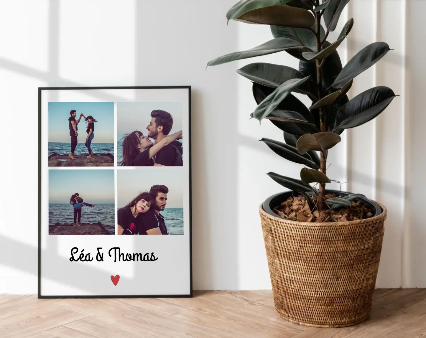 Affiche personnalisée 4 photos couple – Cadeau romantique à imprimer FLTM