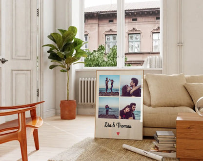 Affiche personnalisée 4 photos couple – Cadeau romantique à imprimer FLTM