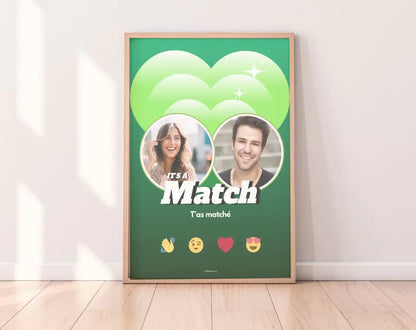 Affiche personnalisée It’s a Match - Cadeau couple FLTMfrance