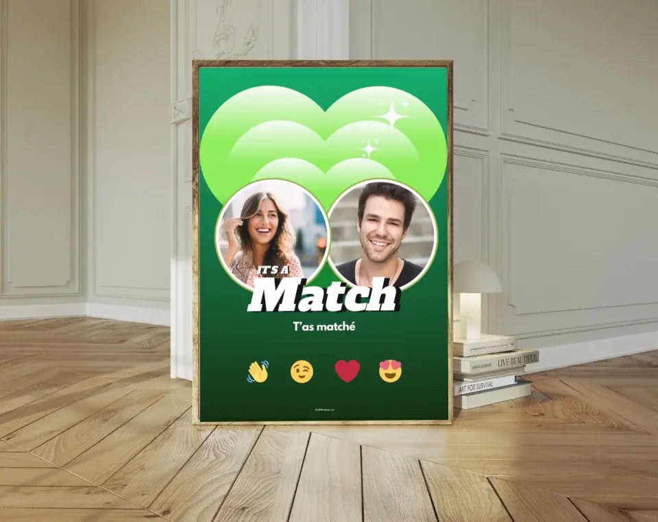 Affiche personnalisée It’s a Match - Cadeau couple FLTMfrance