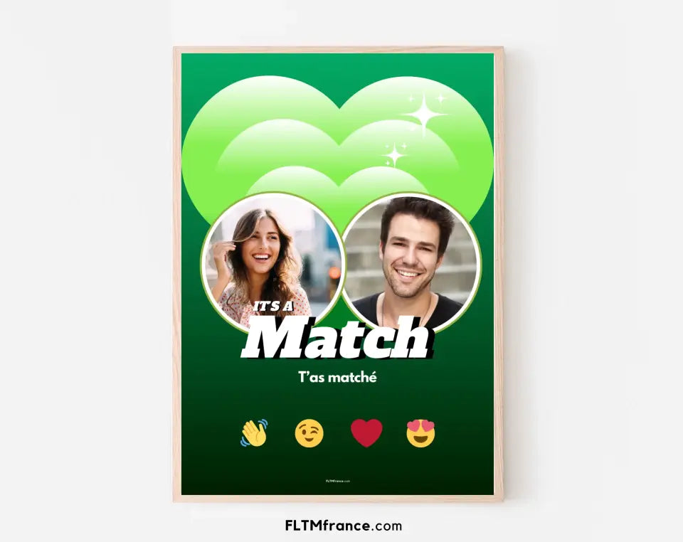 Affiche personnalisée It’s a Match - Cadeau couple FLTMfrance