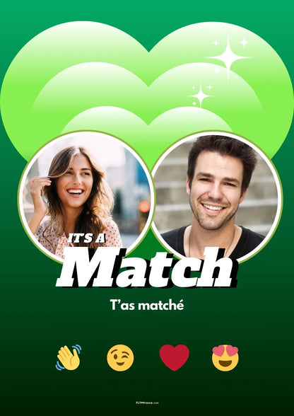 Affiche personnalisée It’s a Match - Cadeau couple FLTMfrance