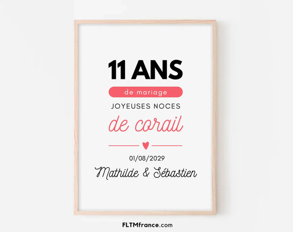 Affiche personnalisée Joyeuses Noces d’acier – 11 ans de mariage