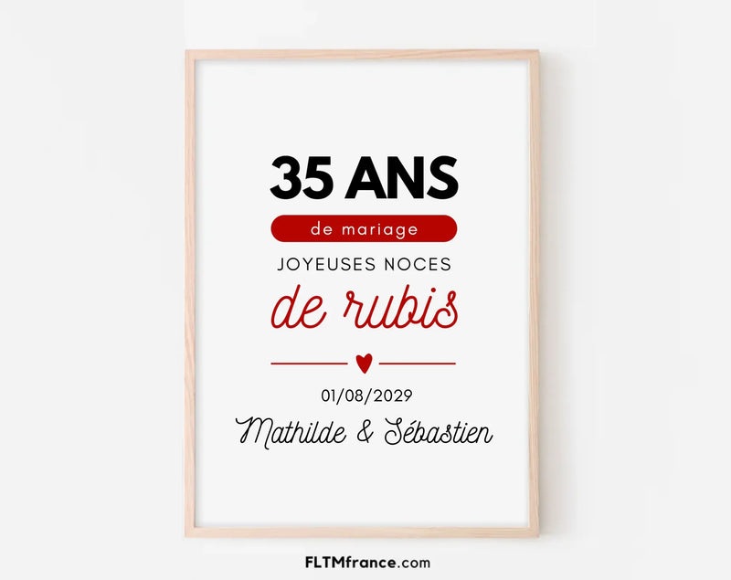 35 ans de mariage - Noces de rubis