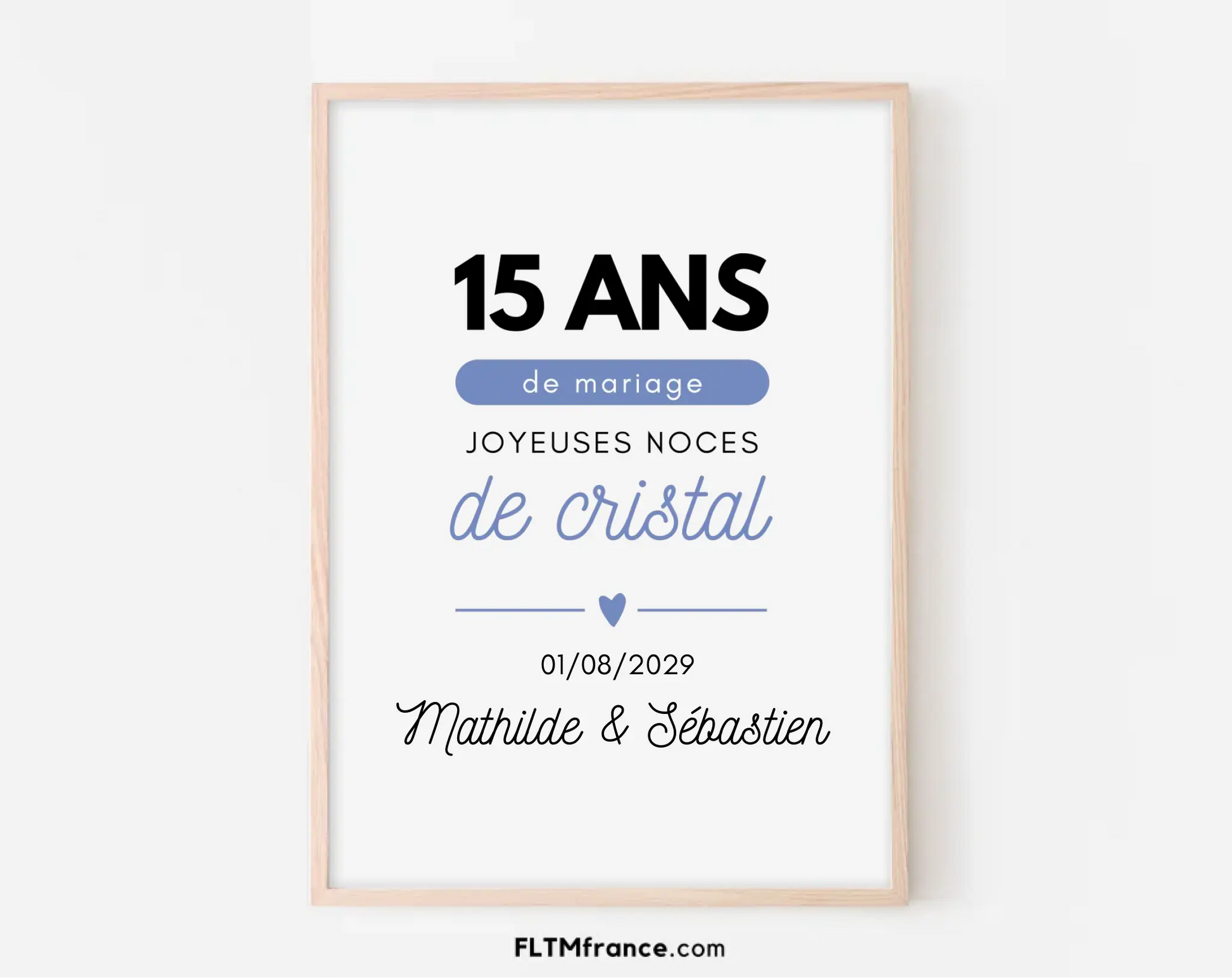Affiche personnalisée Joyeuses Noces de cristal – 15 ans de mariage FLTM