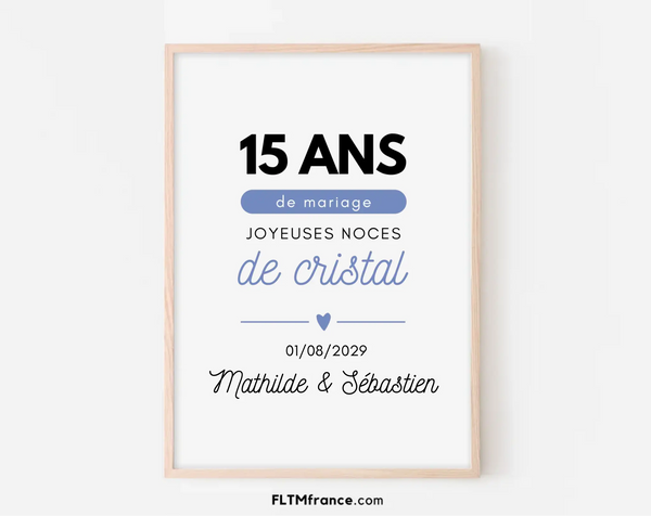 Affiche personnalisée Joyeuses Noces de cristal – 15 ans de mariage
