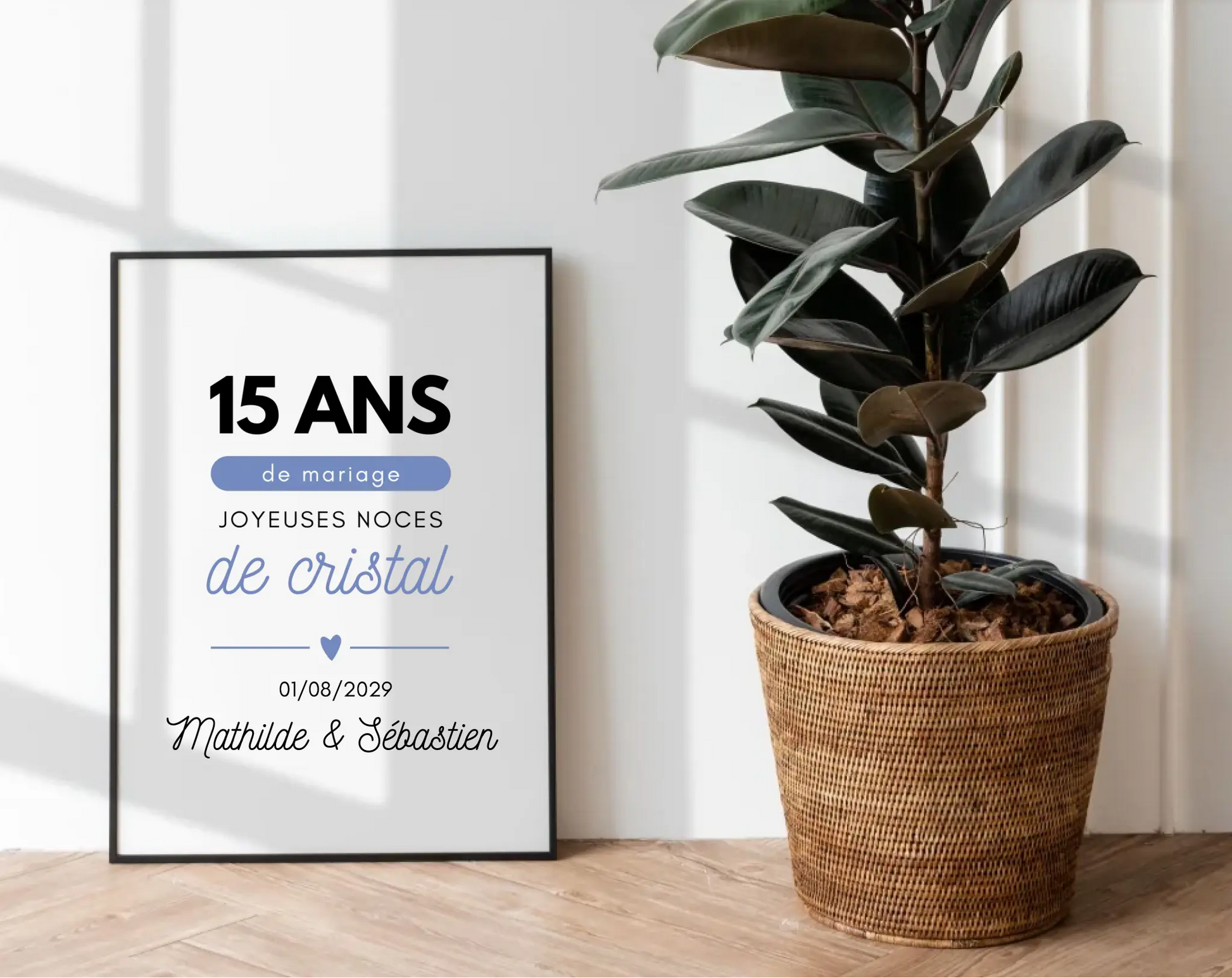 Affiche personnalisée Joyeuses Noces de cristal – 15 ans de mariage FLTM