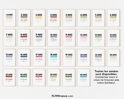 15 ans de mariage Affiche Noces de cristal - Cadeau anniversaire de mariage - FLTMfrance