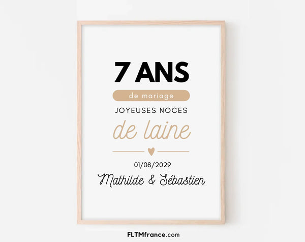 Affiche personnalisée Joyeuses Noces de laine – 7 ans de mariage