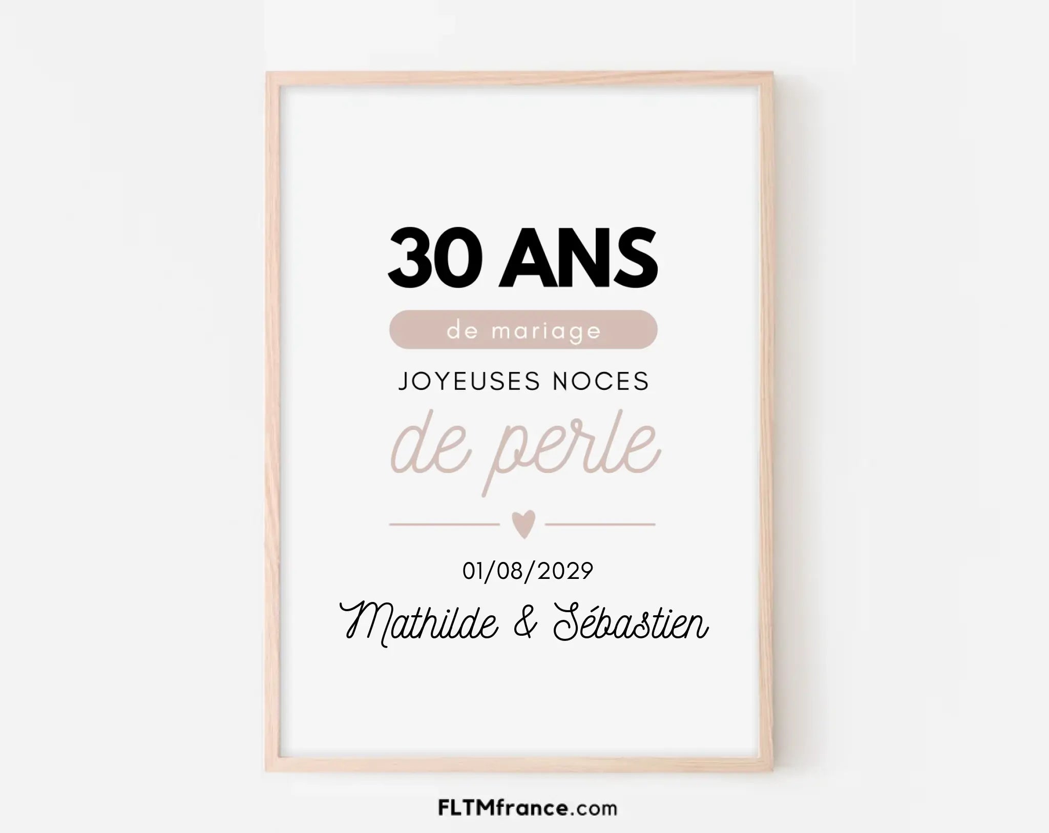 Message Affection Noce Affiche Joyeuses Noces de perle 30 ans | FLTM