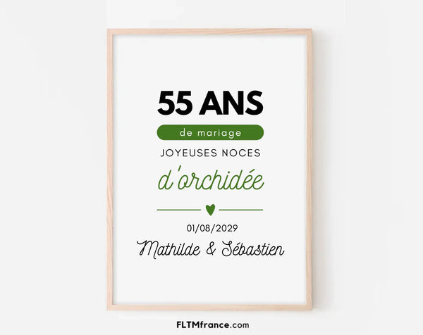 Affiche personnalisée Joyeuses Noces de vermeil – 55 ans de mariage