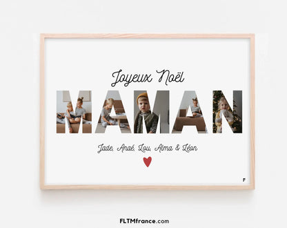 Affiche personnalisée Joyeux Noël Maman – Collage photo FLTM