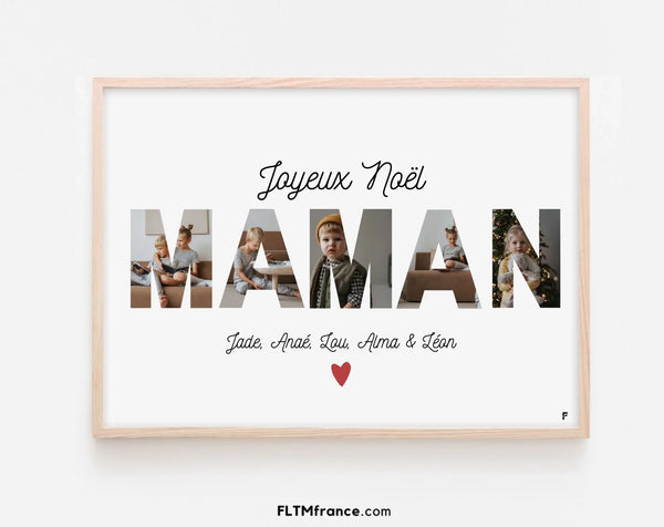 Affiche personnalisée Joyeux Noël Maman – Collage photo