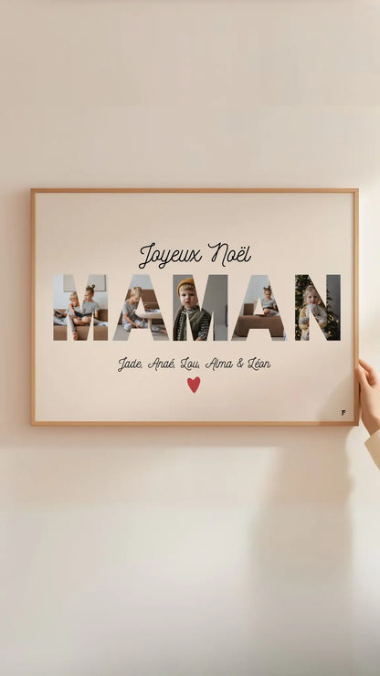 Affiche personnalisée Joyeux Noël Maman – Collage photo FLTM