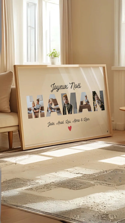 Affiche personnalisée Joyeux Noël Maman – Collage photo FLTM