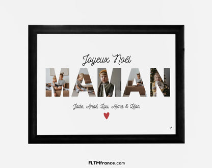Affiche personnalisée Joyeux Noël Maman – Collage photo FLTM