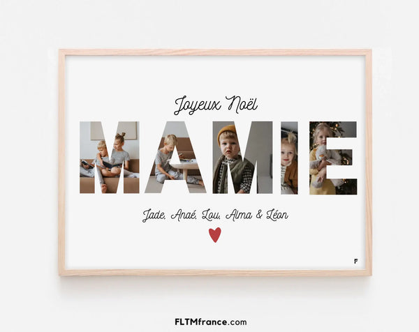 Affiche personnalisée Joyeux Noël Mamie – Collage photo