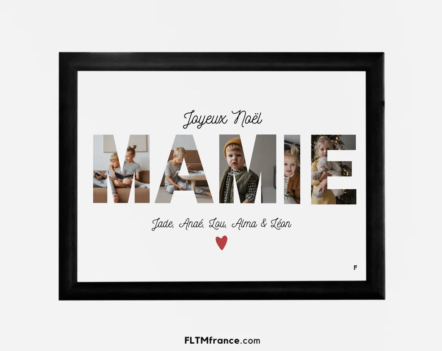 Affiche personnalisée Joyeux Noël Mamie – Collage photo FLTM