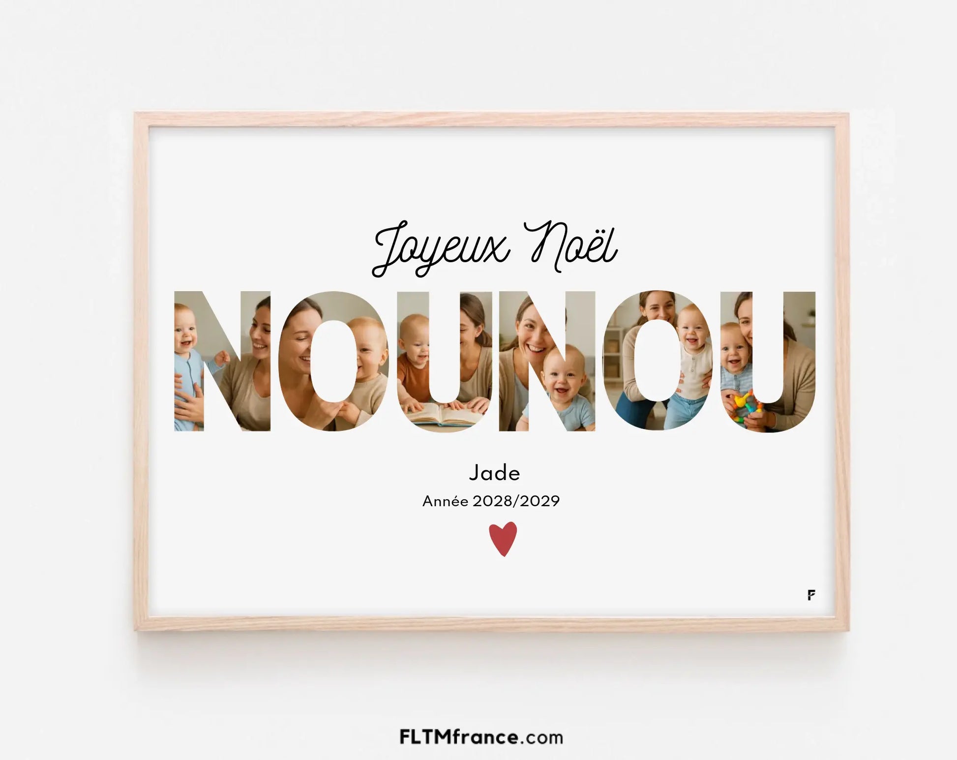 Affiche personnalisée Joyeux Noël Nounou – Collage photo FLTM